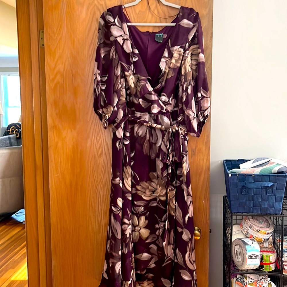 MIDI Purple Faux Wrap dress